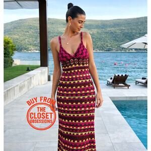 ZARA Blogger Favorite V-Neck Knit Midi Dress NWT Multicolor